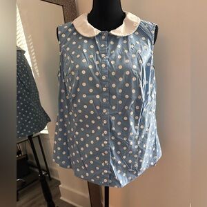 Unique Vintage Sleevess blouse polka dot 1X 16